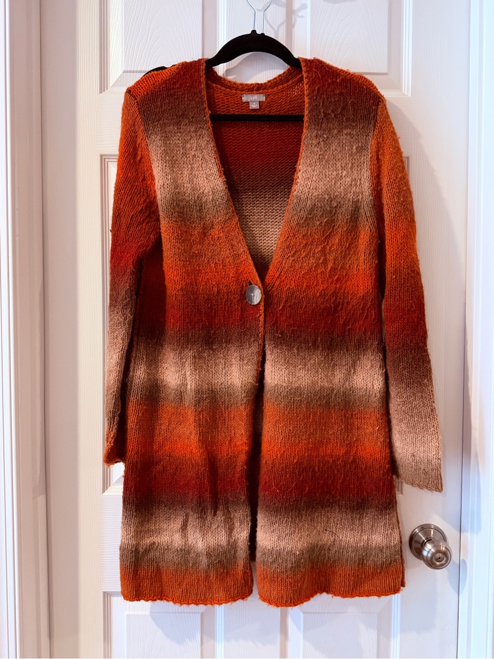 J. Jill Orange and Brown Ombre Single-Button Cardigan
